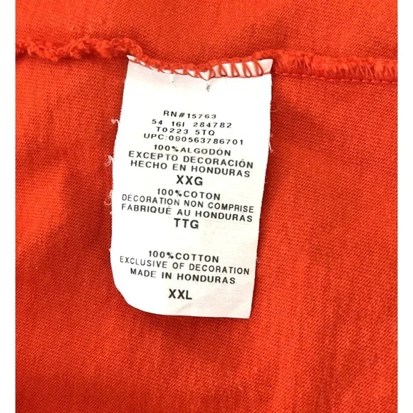 Champion Authentic Men's T-Shirt 2XL Orange Short Sleeve 2‎ Embroidered Logos - Picture 8 of 9